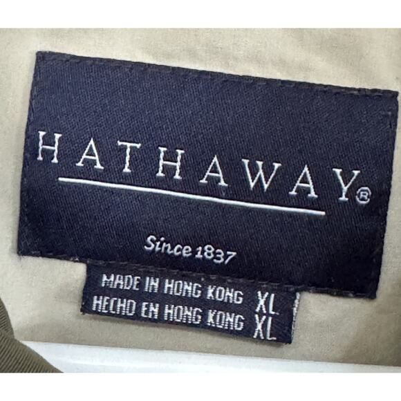 Hathaway XL Bomber Jacket Microfiber Olive Green Zip Up Classic Fit Outerwear - Picture 3 of 5